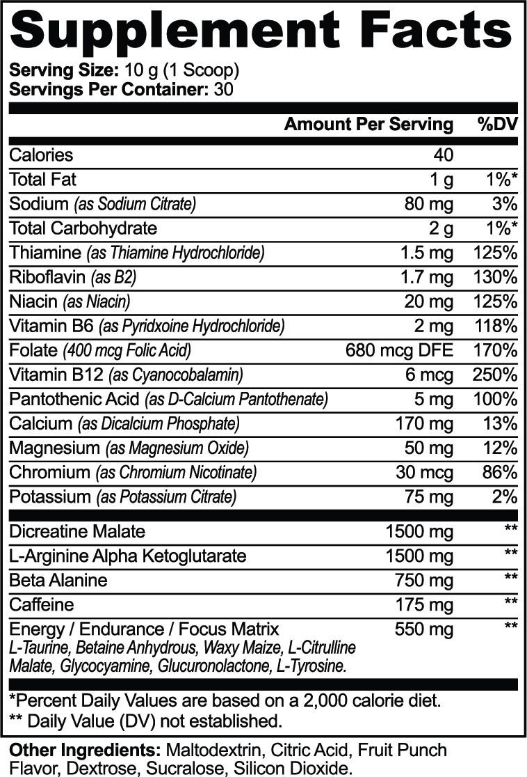 Nitric Shock Supplement Facts (Supliful official V2)