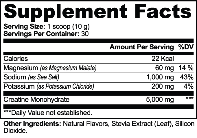 Creatine Hydration Powder Supplement Facts